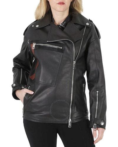 Burberry Stonefield Pocket Detail Leather Biker Jacket